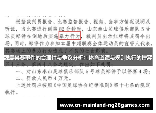 魏震禁赛事件的合理性与争议分析:体育道德与规则执行的博弈 魏震禁赛事件的合理性与争议分析:体育道德与规则执行的博弈